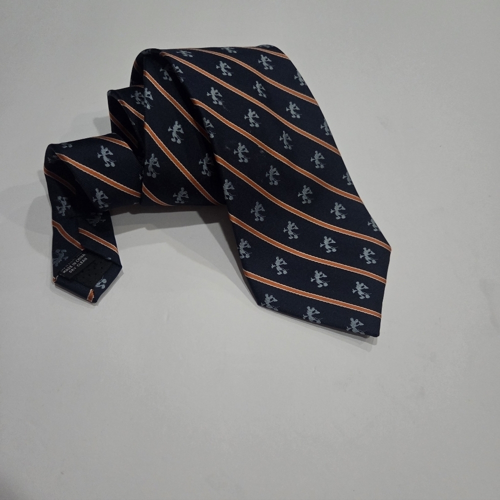 Walt Disney World Elegant Navy Blue and Orange Men's Tie - Picture 1 of 5